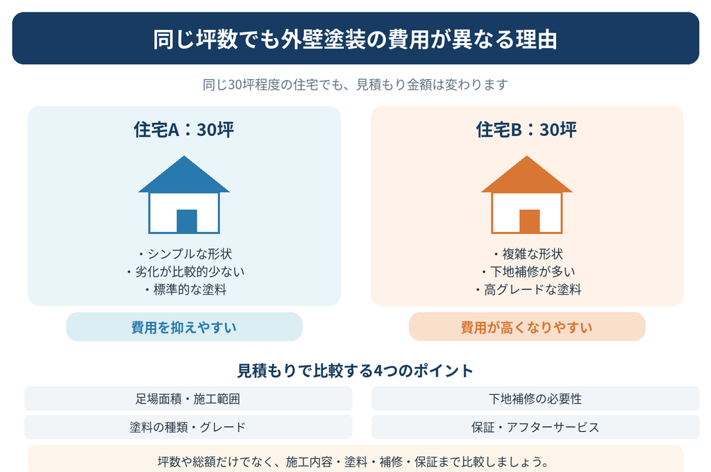 外壁塗装や住宅リフォームの補助金併用について解説した図解。耐震改修補助金と税制優遇の組み合わせ、国と市の重複補助の制限を比較